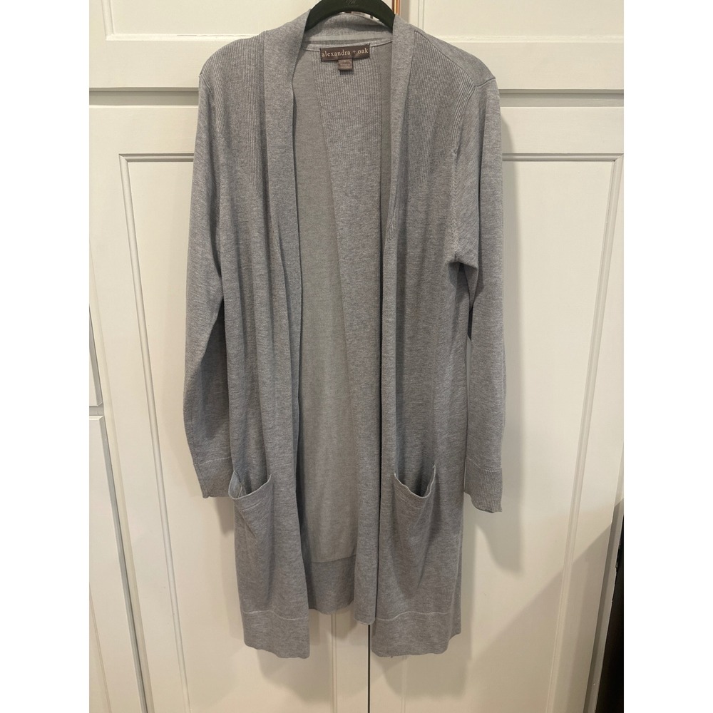 Alexandra + Oak Womens Grey teacher Open Front Cardigan Sweater Size L boho